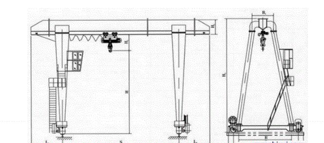 MHZ型電動(dòng)葫蘆抓斗門式起重機(jī)結(jié)構(gòu)圖