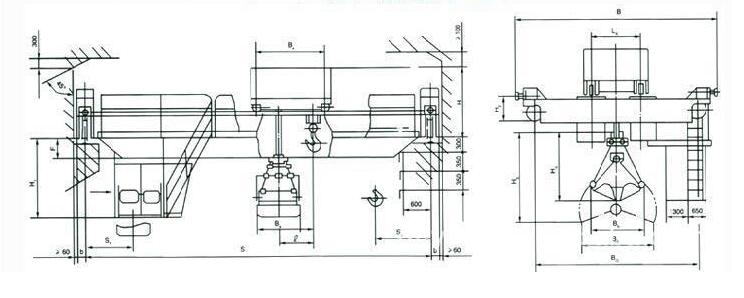 QN型雙用橋式起重機(jī)產(chǎn)品簡介結(jié)構(gòu)圖